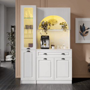 Armoni Black Midi Kahve Köşesi Sol Vitrinli Komple MDF