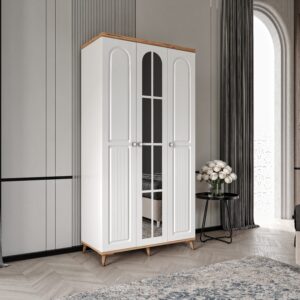 Ücretsiz Montaj Bohem 3 Kapaklı Aynalı Komple MDF  Gardırop