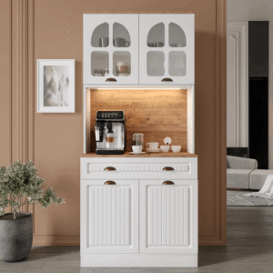 Efes 2 Kapaklı Kahve Köşesi  93 cm MDF, LED Aydınlatmalı, Çok Amaçlı Mutfak ve Airfryer Dolabı