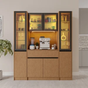 Bambu Maxi Komple MDF LED Aydınlatmalı Kahve Köşesi