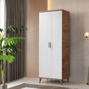 Ücretsiz Montaj Paris 2 Kapaklı Komple MDF Atlantik Çam-Beyaz Gardırop