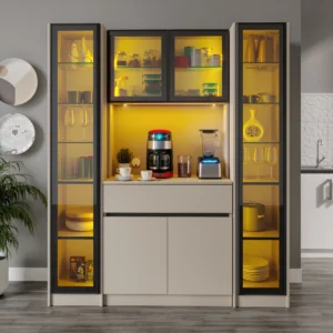 Lora Maxi Kum Beji Komple MDF LED Aydınlatmalı Kahve Köşesi